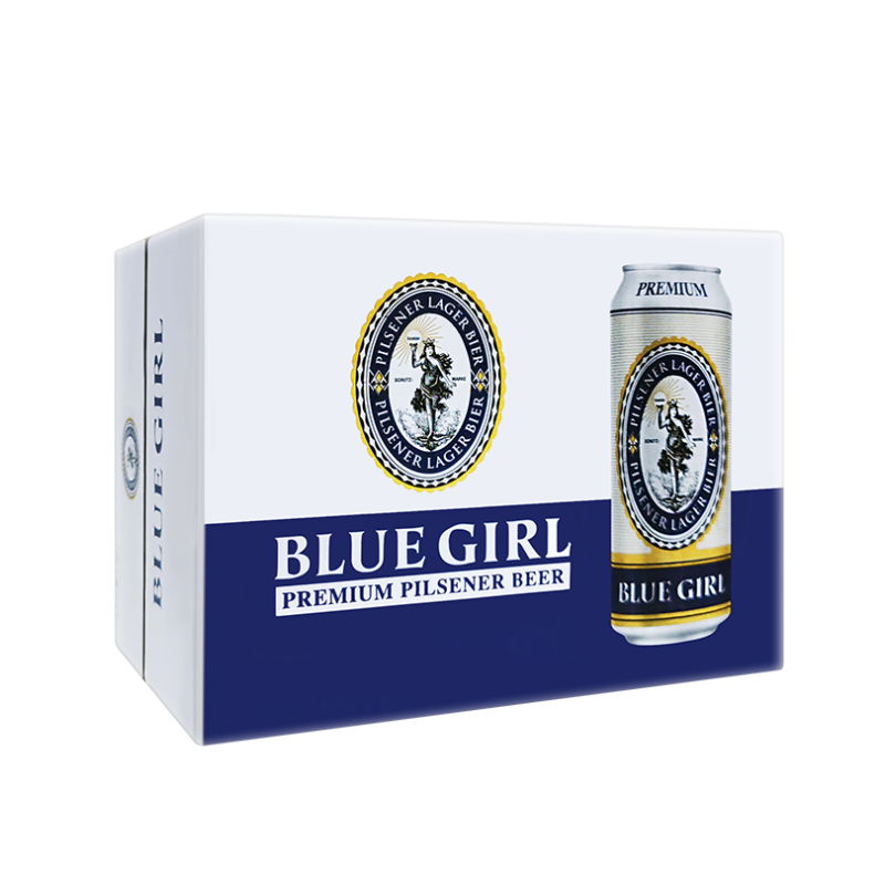 国产蓝妹啤酒/BLUEGIRL德国风味500ml*12罐整箱装黄啤酒