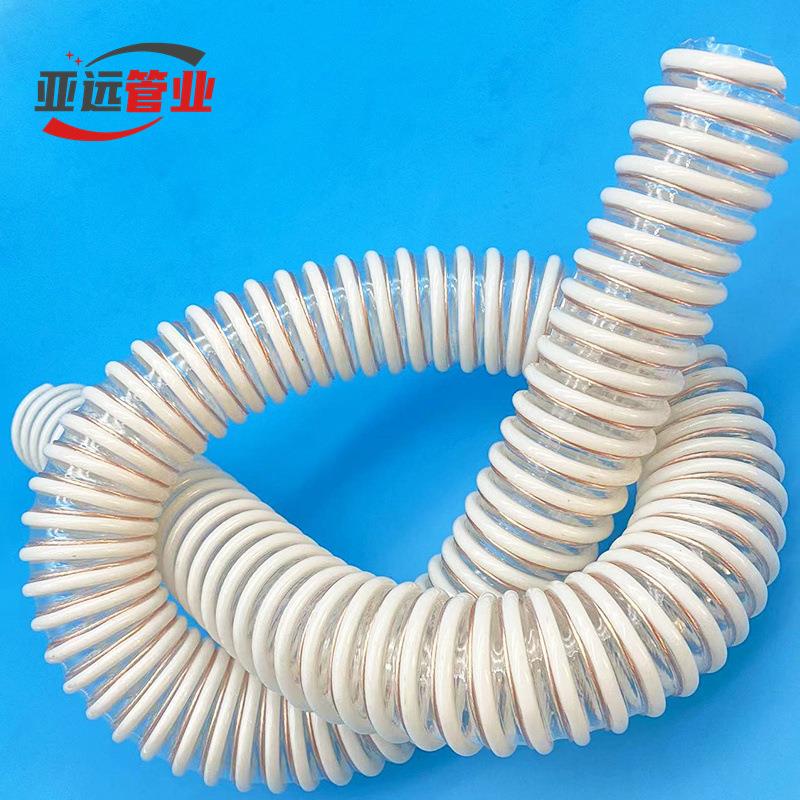 白色塑料加强筋PU软管加铜线导静电塑筋增强管PU塑筋防静电软管