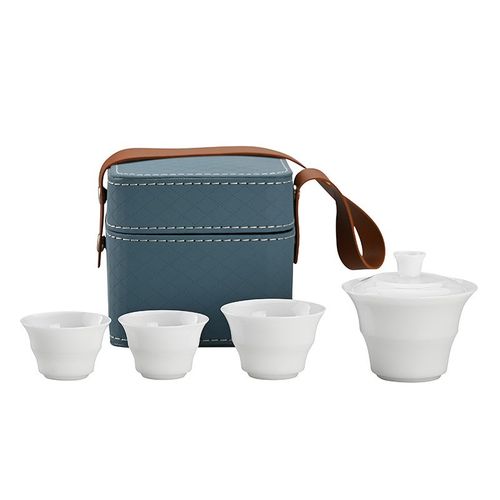 德化冰种羊脂玉瓷套装便携茶具户外陶瓷旅行茶具快客杯可添.加log