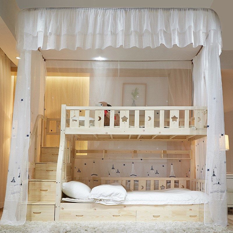 2024新款子母床伸缩导轨蚊帐儿童高低床L上下铺纹帐加密加厚家用,床上用品,蚊帐,淘宝优惠券,粉丝福利购,淘宝优惠卷