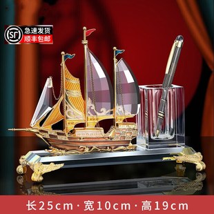 泰锦瑞新款老f板总经理办公室桌面水晶笔筒摆件时尚收纳盒办公桌