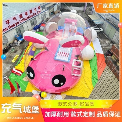 室内外充气柯基主题城堡海洋球儿童乐F园透明水晶宫儿童淘气堡厂