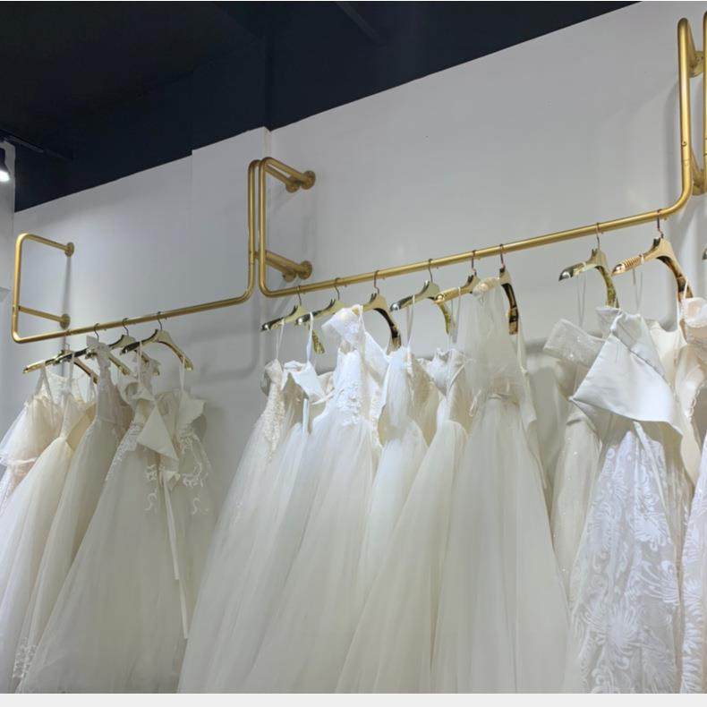 金色婚纱架子展示架女服装店上墙礼服架壁挂衣架影楼陈列吊架货架,商业/办公家具,服装展示架,淘宝优惠券,粉丝福利购,淘宝优惠卷