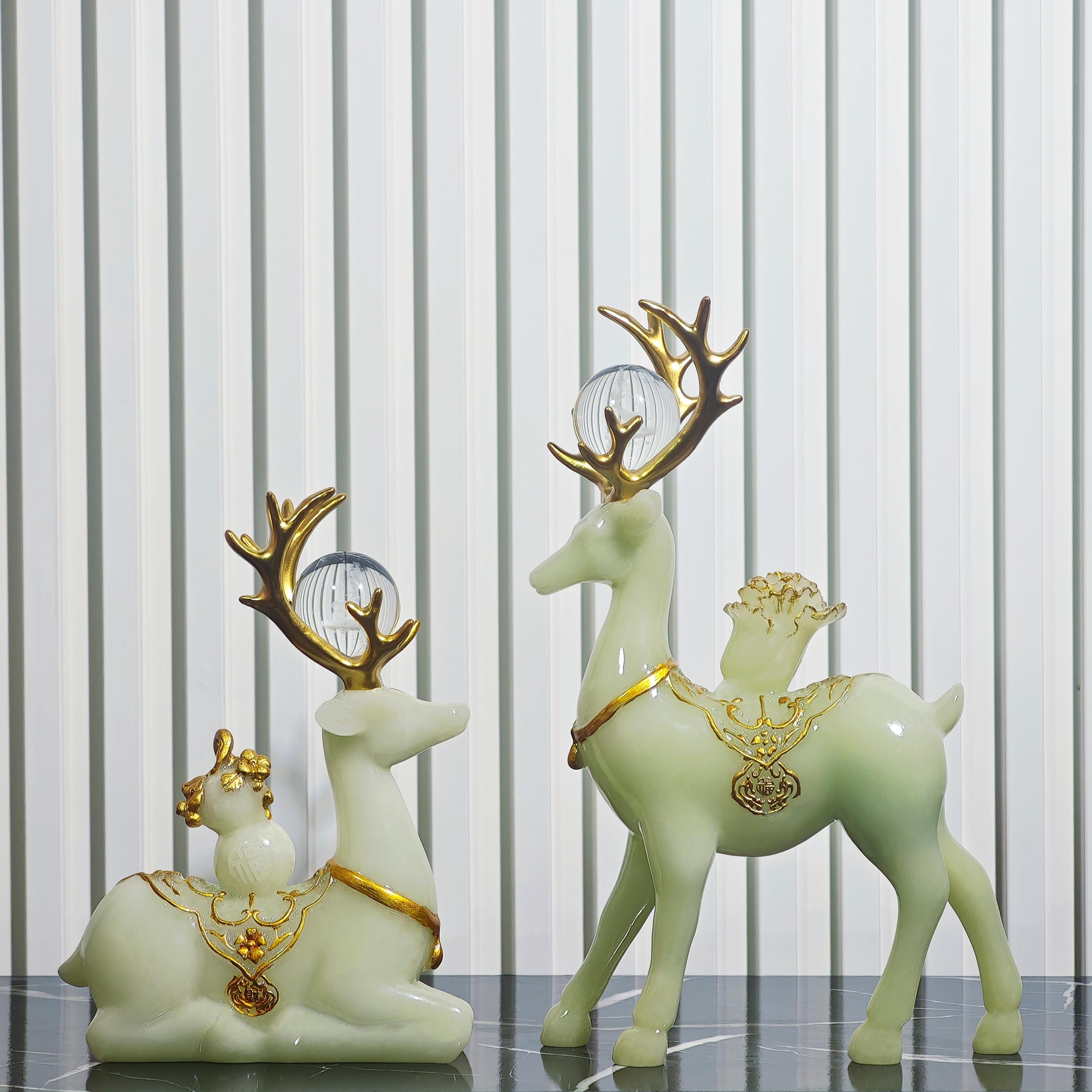 现代轻奢客厅电视柜入户玄关梅花鹿摆件乔迁新居礼品创意家居饰品