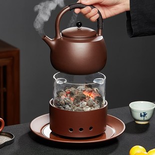 家用围炉室内风炉炭火小茶炉功夫茶具配件炭炉 紫砂观火煮茶炉中式
