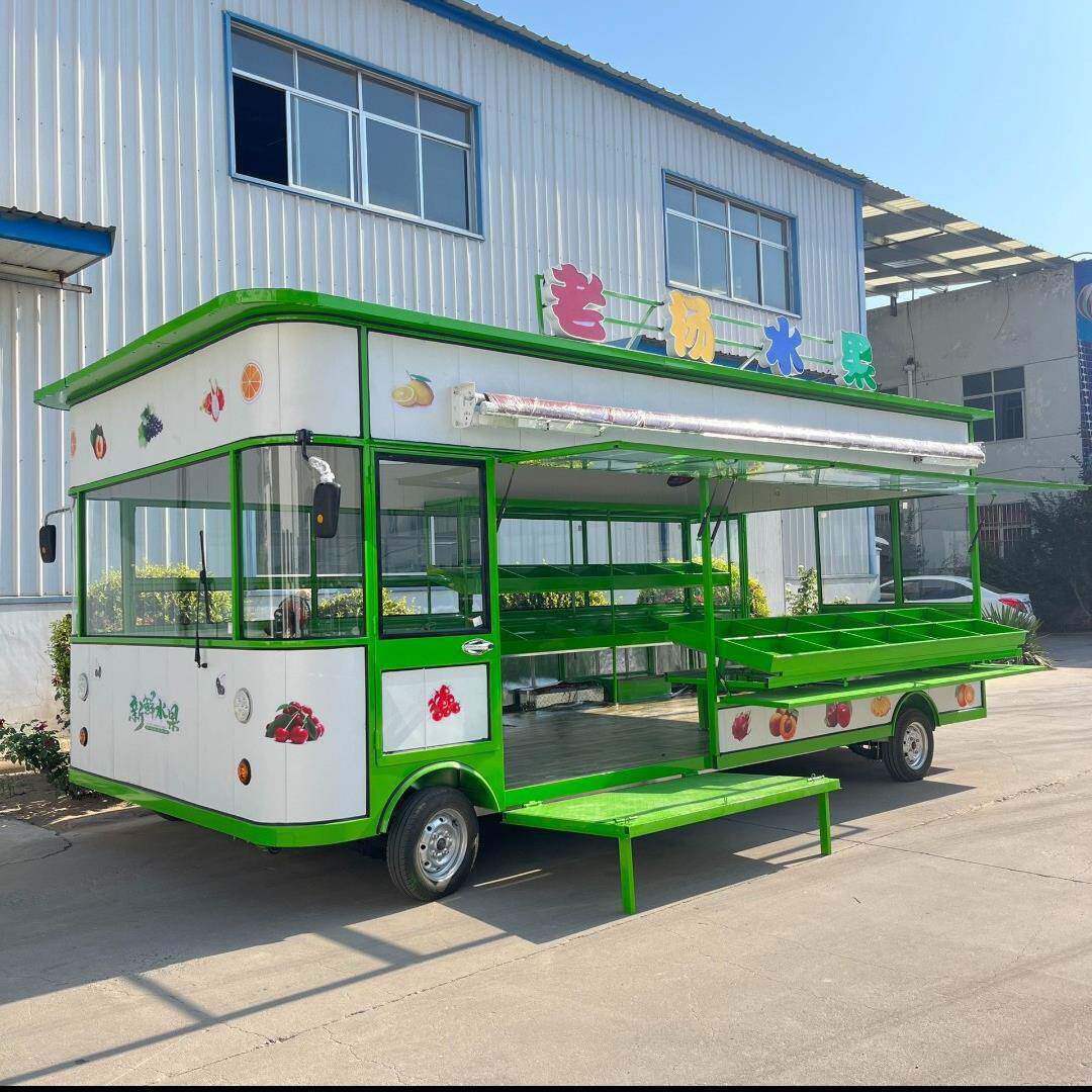 餐车电动四轮流动水果蔬菜售卖车移动快餐车水果捞奶茶冷饮售餐车