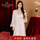 达芬奇密码 新款 女睡裙吊带蕾丝带胸垫性感白色高级贵妇晨袍两件套