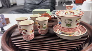 猫咪KT高颜值2025手绘新款陶瓷茶具套装带盖泡茶组合装卡通可爱