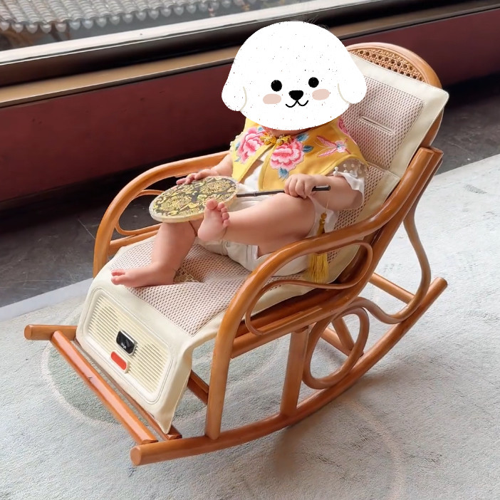 椅子便携舒适书房卧室小孩木马纯藤摇椅真藤编儿童摇摇椅客厅阳台