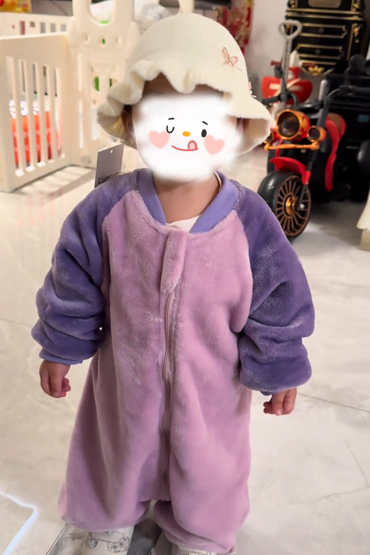 新款2026婴儿分腿睡袋家居服连体衣宝宝睡衣秋冬加厚紫色可爱卡通