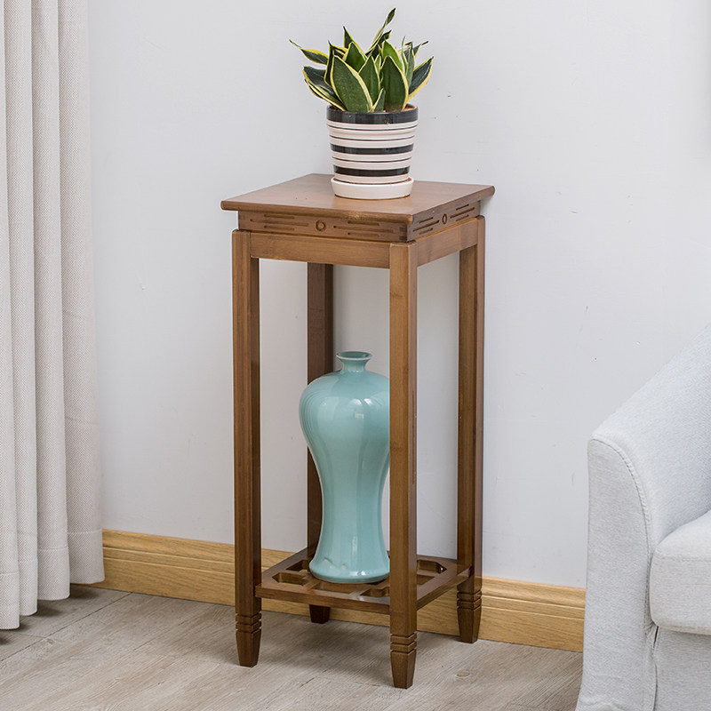 竹花架子实木质新中式客厅室内单个吊兰花盆架阳台绿萝花架置物架