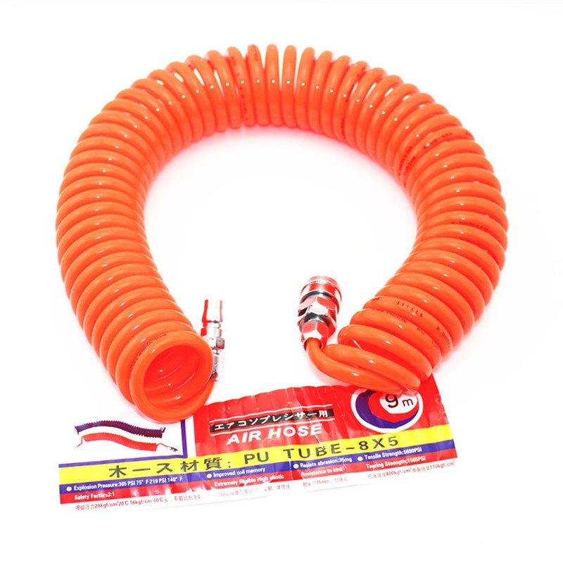 风管 pu管弹簧管空压机气管带快速接头 气动软管10 8mm