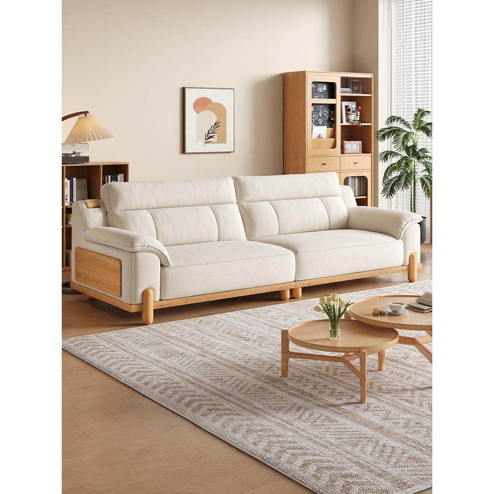 布雷尔雪尼尔实木布艺沙发客厅2025新款北欧日式原木风直排布沙发