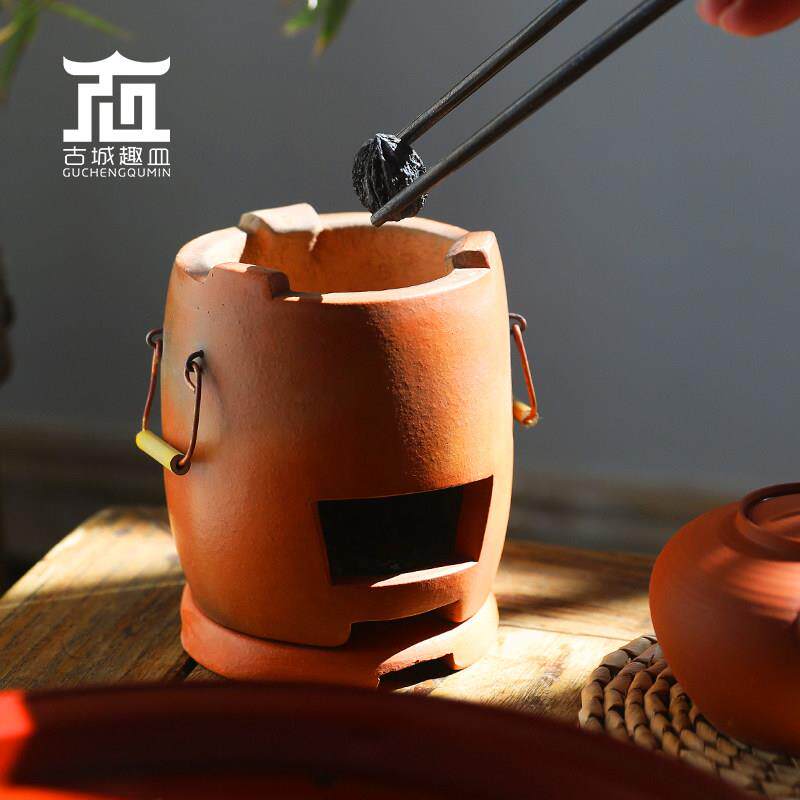 古城趣皿 红泥小炭炉 超迷你小巧橄榄木炭火炉温茶煮茶煮水副榜炉
