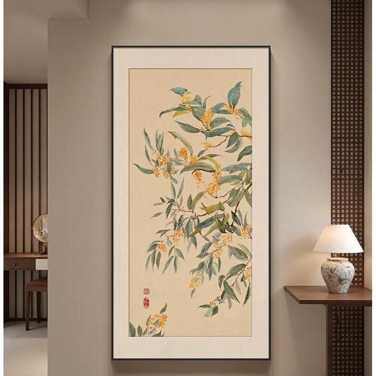 桂花挂画2025年新款玄关画新中式花卉装饰画高级感入户正对门壁画