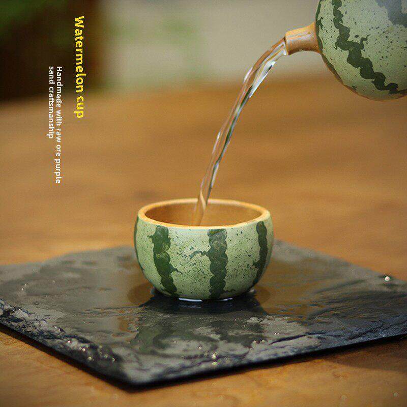 亦合紫砂茶杯西瓜杯原矿段泥手工主人杯高档品茗杯西瓜壶配套小杯