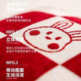 饰靠垫卧室床头午睡腰枕套手枕 ins风红色喜庆客厅沙发抱枕婚房装