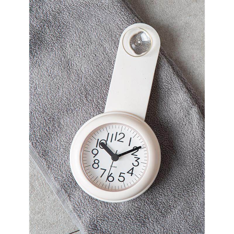 北欧简约浴室钟厨房防水静音家用吸盘钟表挂墙创意个性迷你小挂钟