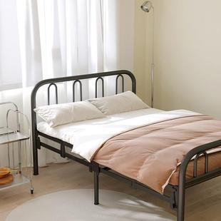 弘玮折叠床单人家用宏伟四折床加床1米加固午休硬板带轮子铁艺床