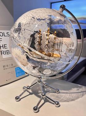 乔迁之喜礼物帆船地球仪摆件2025新款带灯光高级感轻奢桌面装饰品