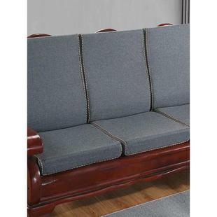 老式 木沙发坐垫带靠背实木沙发垫子硬海绵垫加厚联邦椅垫防滑连体