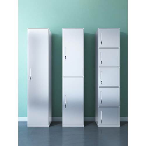 不锈钢储物柜窄柜储物柜带锁员工柜家庭储物柜浴室夹芯单门柜定制