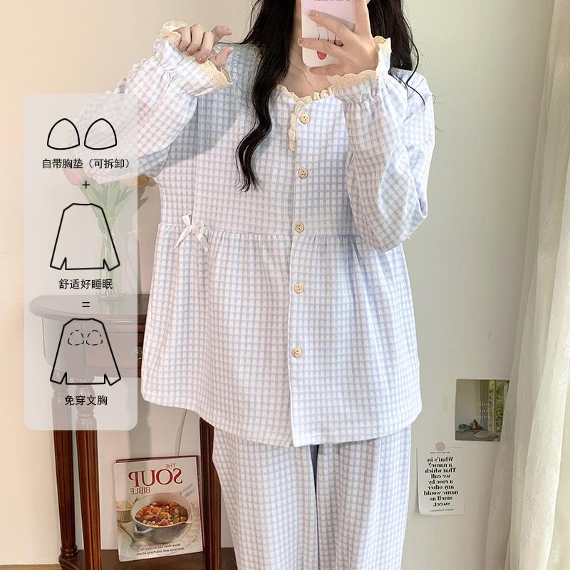 月子服夏季薄款纯棉产后8月份a类产妇孕妇睡衣春秋哺乳哺乳家居服