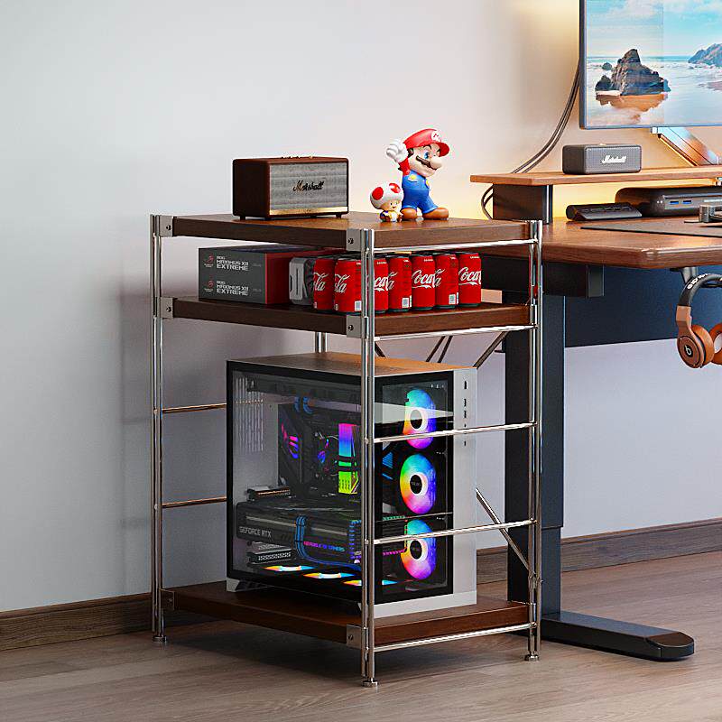 极简电脑主机托 托架多层主机壳底座放置架桌边小型移动基站光轴