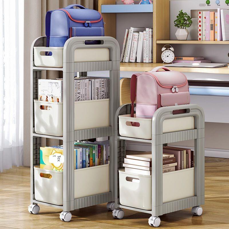 书包置物架落地家用可移动多层小推车带轮桌底下放书本收纳架神器