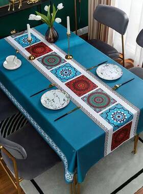 高274036档轻奢桌布防水防油防V烫免洗PC风025年新款茶几餐桌布垫