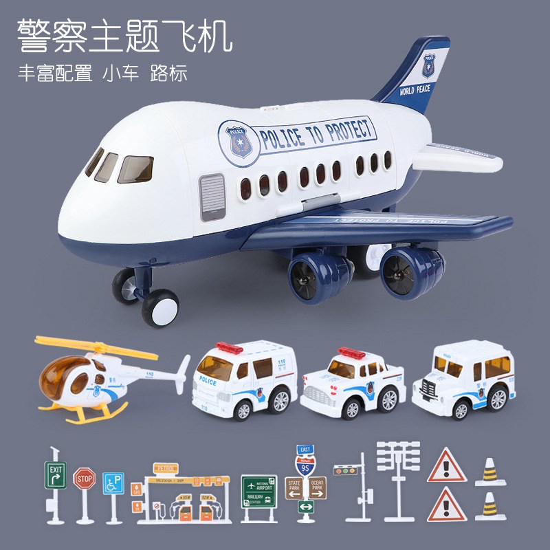 跨境超大号变形飞k机模型儿童仿真客机模型音乐轨道惯性男孩玩具