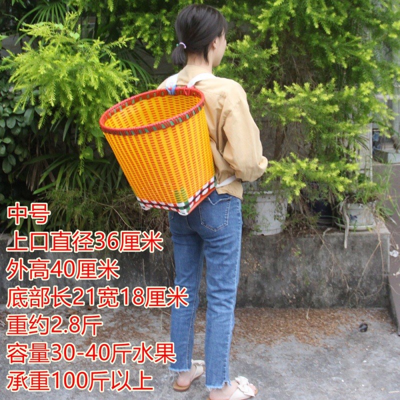 背篓塑料买菜h彩色四川编织藤编道具采茶背篼背筐民族风收纳筐