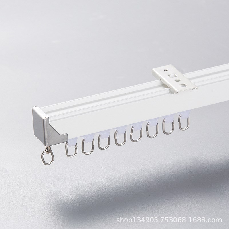 七代+白色大方方轨窗帘轨道单轨E导轨双轨直轨铝合金侧装顶装