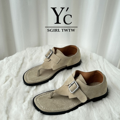 YC设计师皮带扣人字拖女