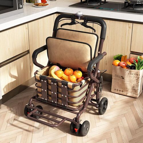 老人行走助行器手推车可坐折叠买菜车大容量老年人四轮家用助步车