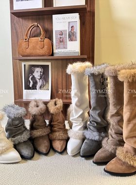 卓越名妆【平增高8cm】小个子内增高雪地靴秋冬加绒保暖女鞋P106R