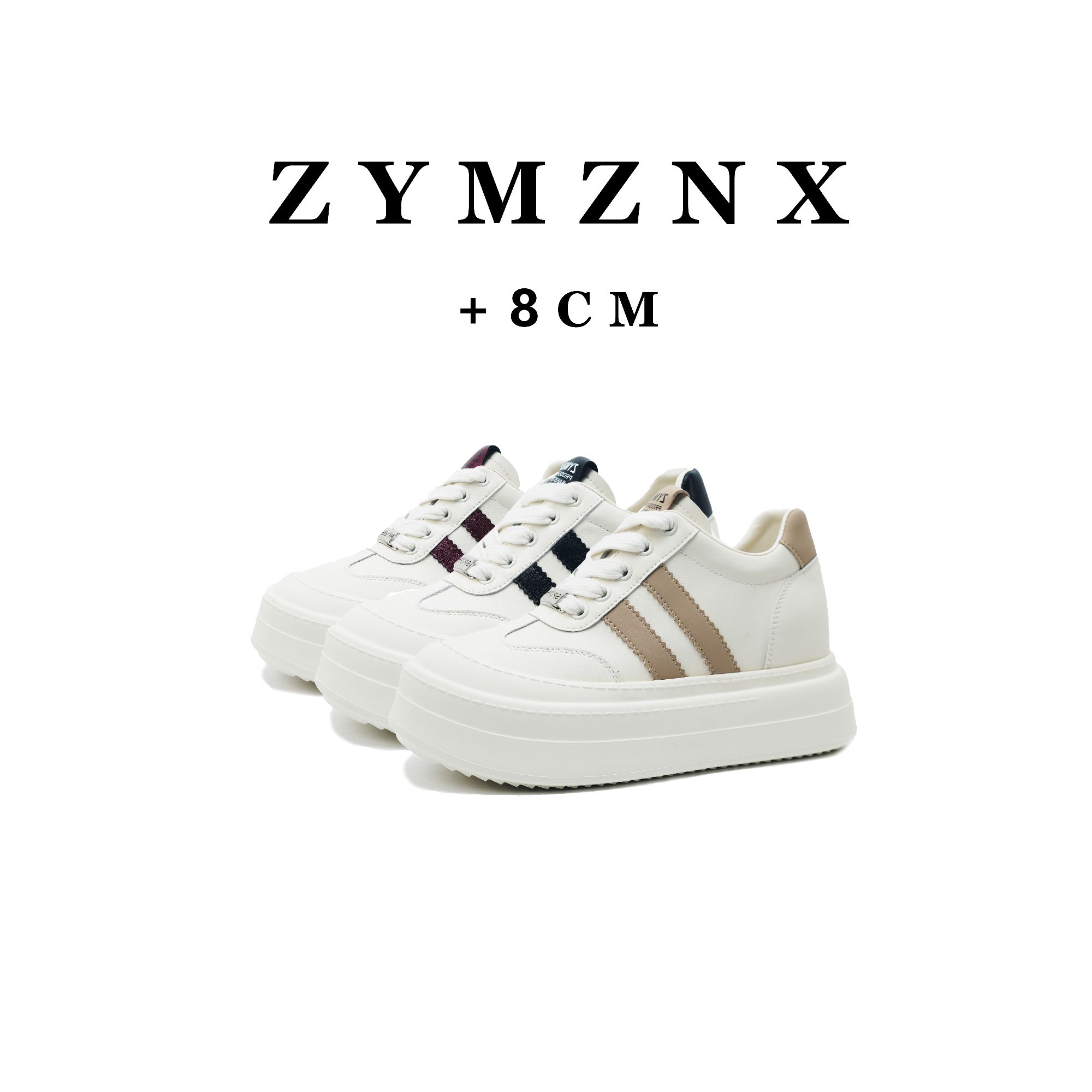 【平增高8cm】小个子系带增高厚底潮流闲百搭早春女小白鞋W725-2D