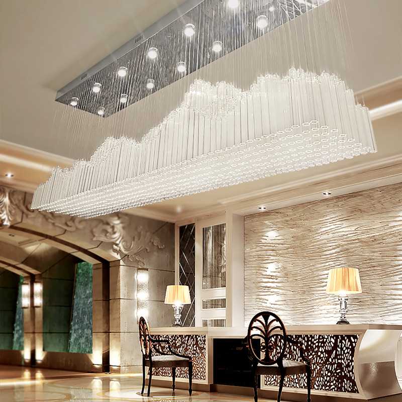 创意假山造形酒店水晶灯山水画吊灯售楼处吧台水晶管装饰吊线灯