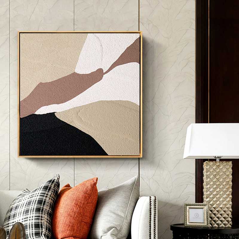 现代简约装饰画手绘砂岩立体实物装置画卧室书房沙发背景墙挂画图片