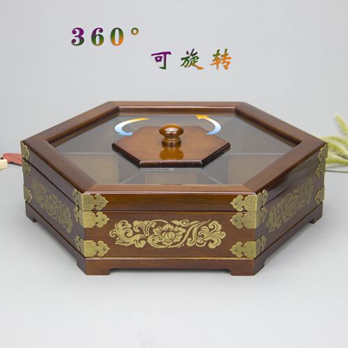 实木分格带盖瓜子零食坚果盘客厅创意家用结婚干果盒旋转双层