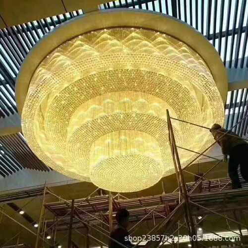酒店圆形水晶吸顶吊灯宴会大堂酒楼饭店宾馆包厢水晶商用工程大灯