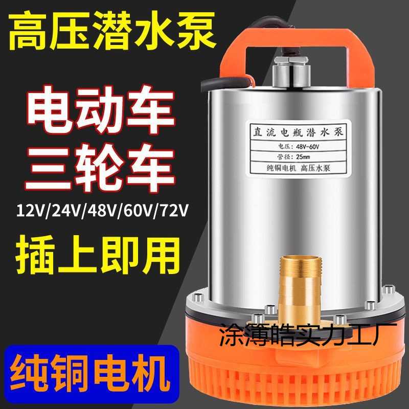 电瓶车直流潜水泵12v24v48v60v72v电动车抽水泵农用灌溉抽水机