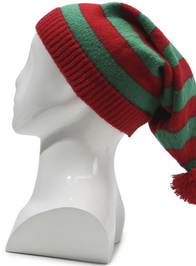 成人圣诞针织帽Elf Santa Beanies圣诞老人红色和绿色针织钩针帽