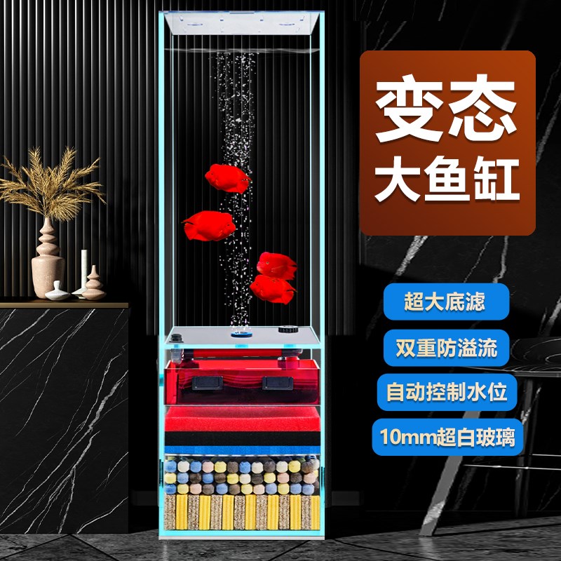 客厅大中型落地鱼缸生态超白玻璃小型金鱼缸N免换水底滤鱼缸水族