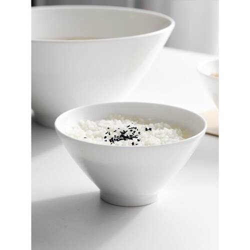 复古斗笠碗5英寸商用骨瓷饭碗陶瓷小斗笠碗6寸米饭碗家用小碗