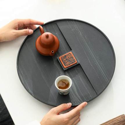 托圆形石头茶盘高档客厅家用小湿干泡台茶排型水0019新式茶具盘20