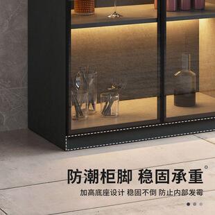 yu酒柜靠墙璃储物柜轻奢高玻酒柜餐ZXCh边柜家用一体挡边柜玻璃门