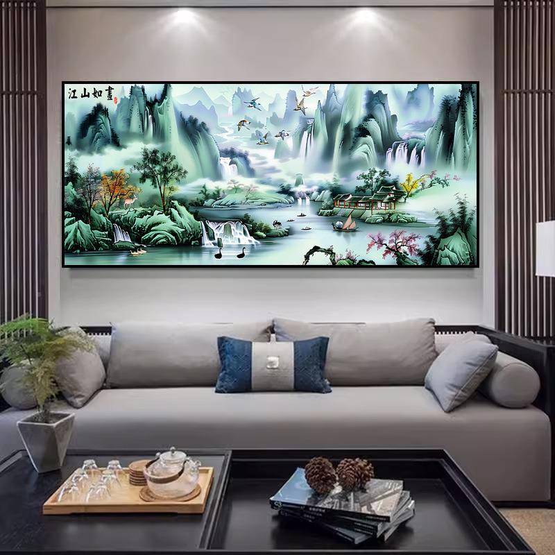 江山如画十字绣202新款客厅绣5大线幅刺风景山水画通用手工自己绣
