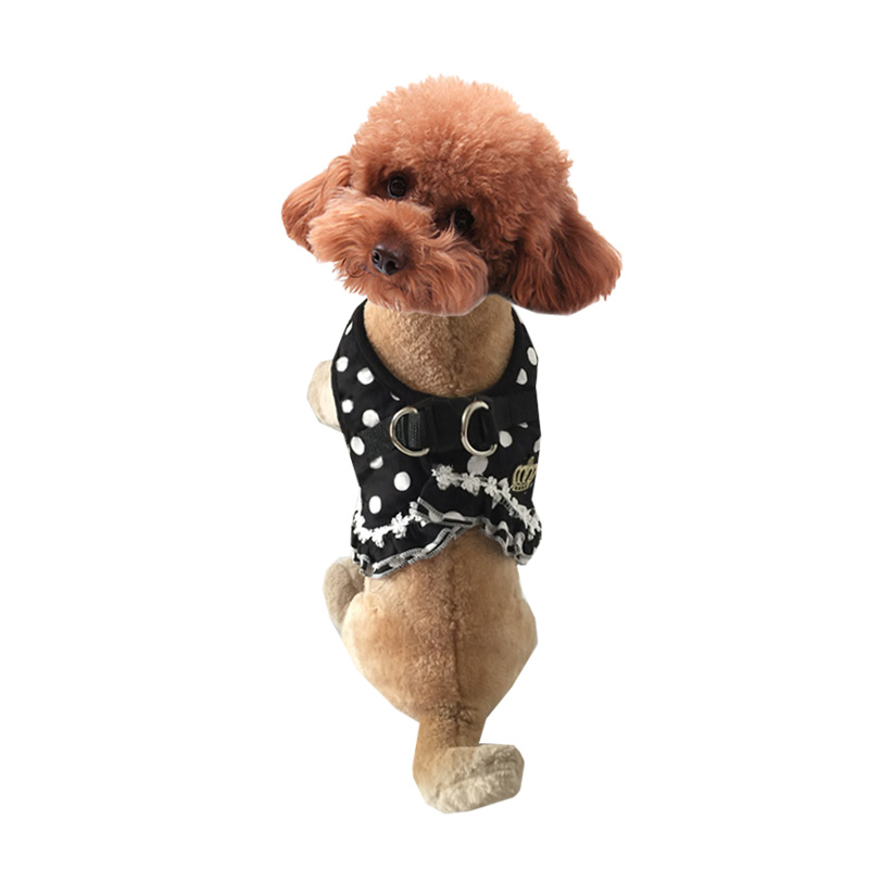 宠物狗狗牵引带牵引绳小型犬名媛波点胸背 泰迪R狗衣服宠物胸背心