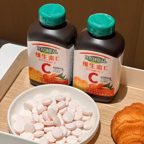 FONDHEAL维生素C压片糖果营养增补剂咀嚼片水果味维生素120粒/瓶